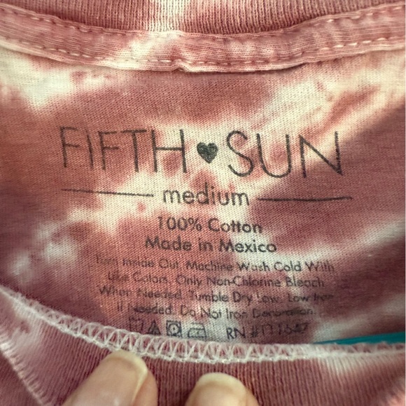 Fifth Sun Pink Tie Dye Mushroom Graphic Short Sleeve Baby Tee T Shirt Size MED - Picture 4 of 9